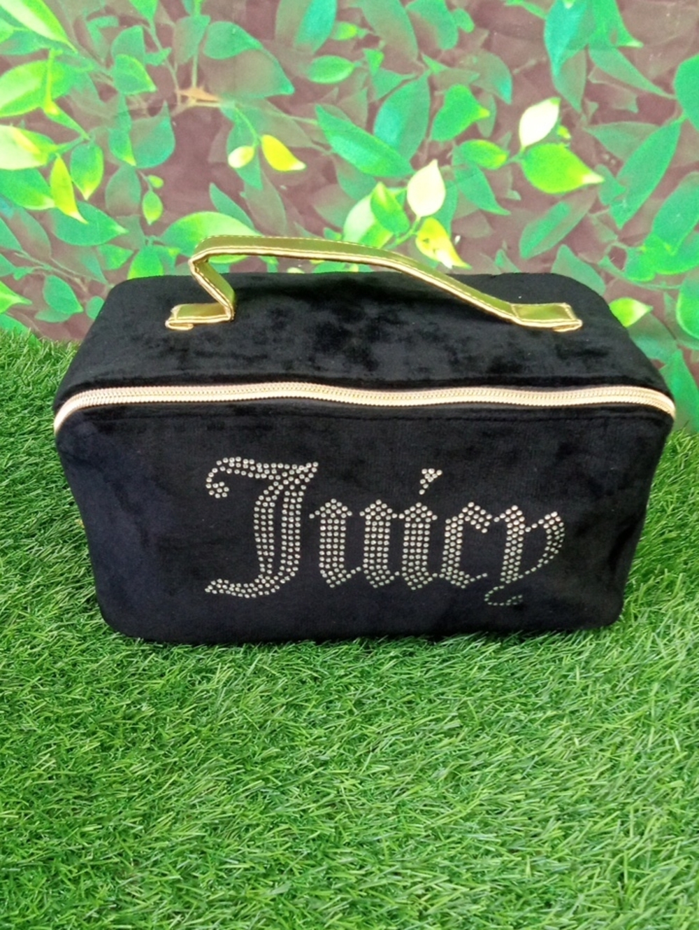 🛍️ Juicy Couture Black Velvet Cosmetic Case with Rhinestone Logo